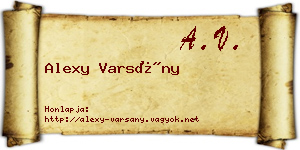 Alexy Varsány névjegykártya